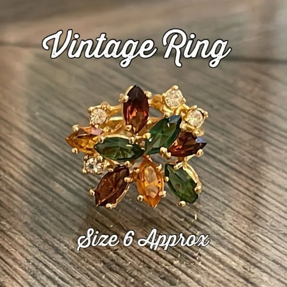 Vintage 18KT HGE Multicolor Cluster Stone Ring Sz 6 - Aurora Jewelry Co. ?